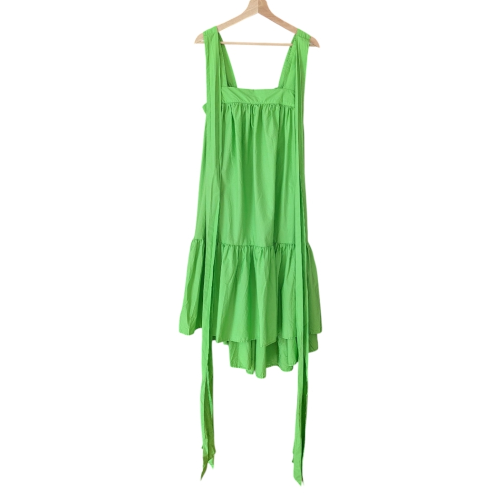 Christopher John Rogers Green Tie Strap High-Low Babydoll Dress Size Medium